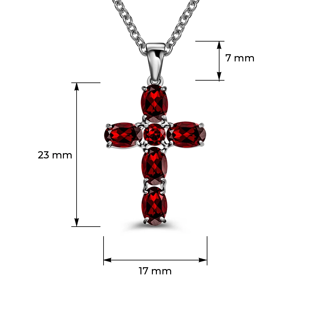 Подвес с гранатами из серебра 925 пробы