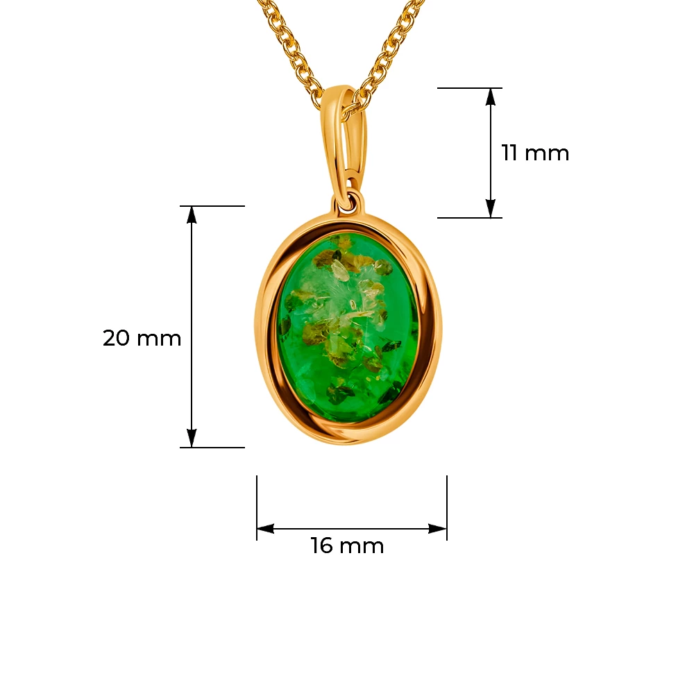 Подвес с янтарем из серебра 925 пробы