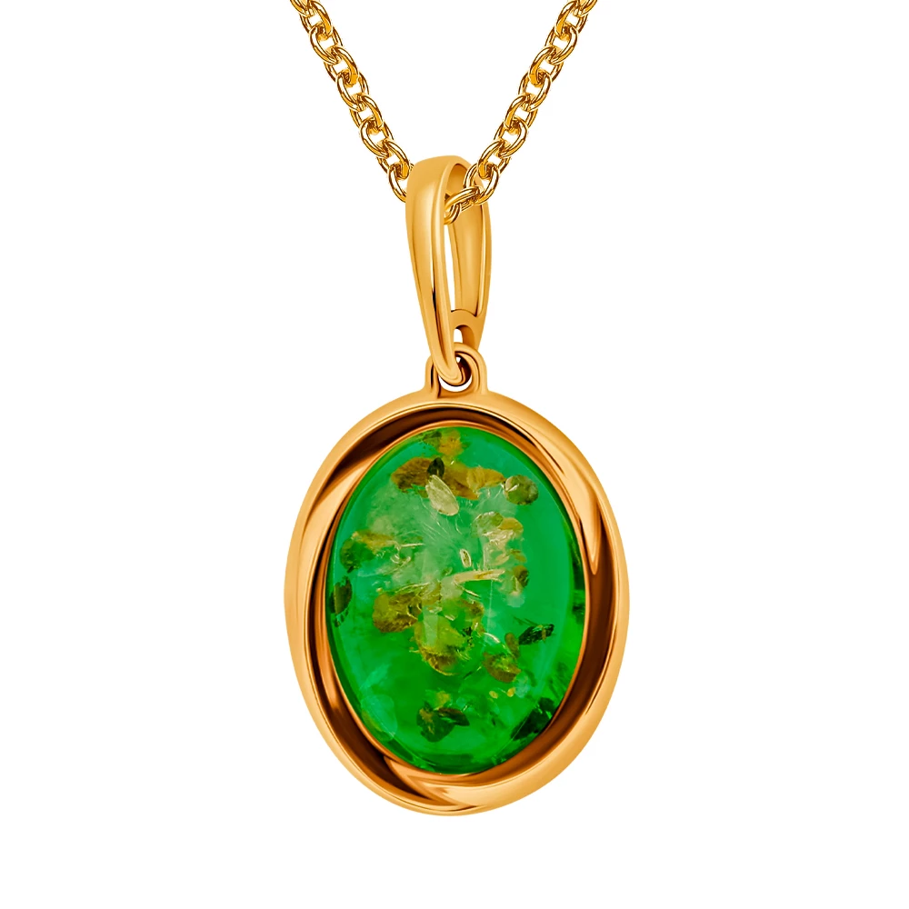 Подвес с янтарем из серебра 925 пробы