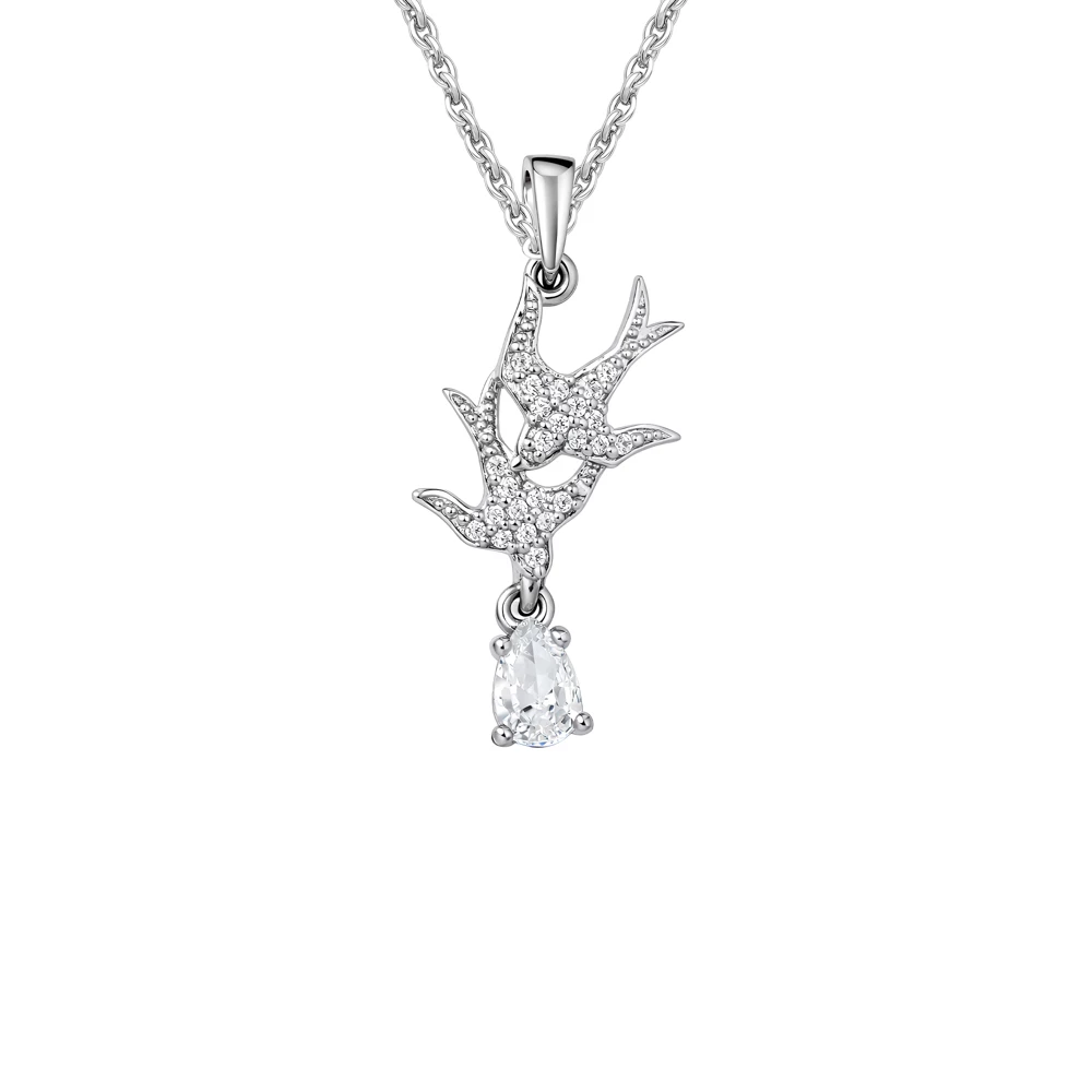 Подвес  Птица с фианитами из серебра 925 пробы