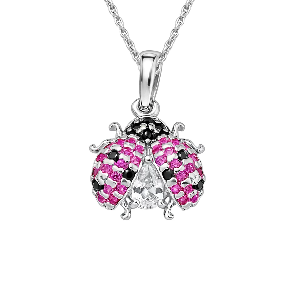 Подвес с корундом синтетическим и фианитами из серебра 925 пробы