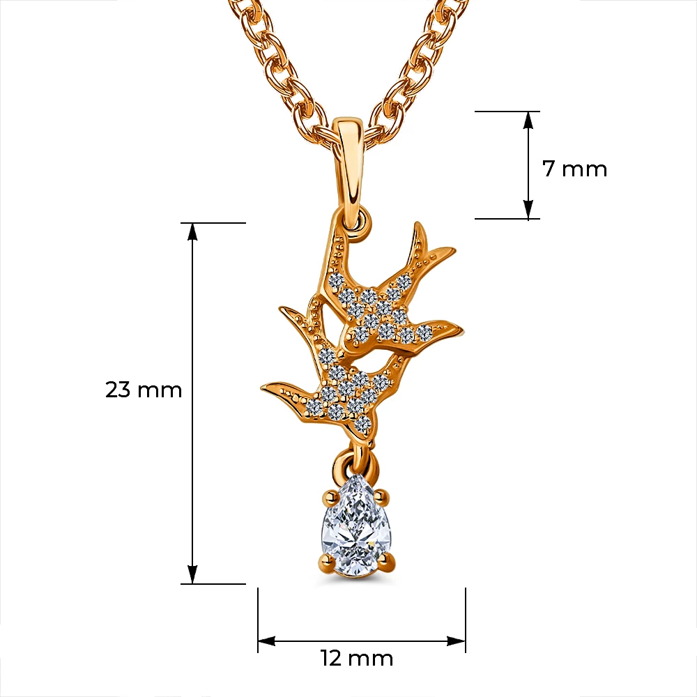 Подвес  Птица с фианитами из серебра 925 пробы