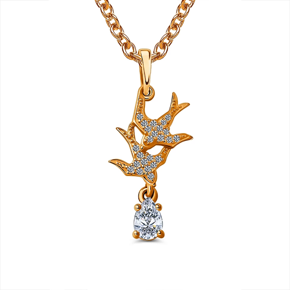 Подвес  Птица с фианитами из серебра 925 пробы