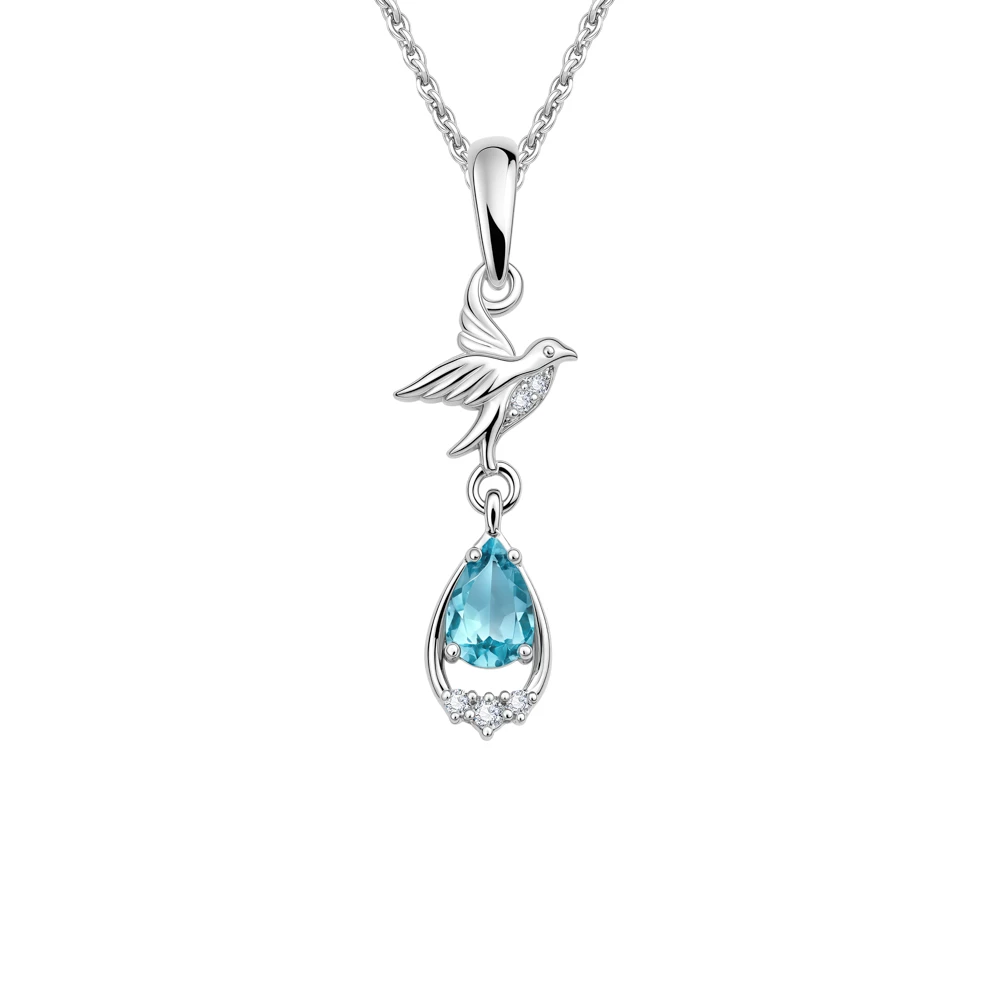 Подвес  Птица с алпанитами и фианитами из серебра 925 пробы