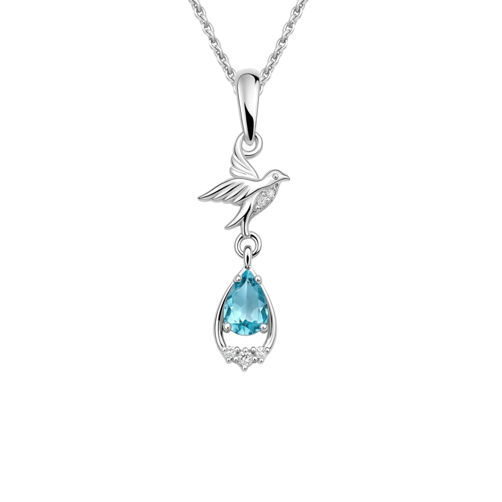 Подвес  Птица с алпанитами и фианитами из серебра 925 пробы
