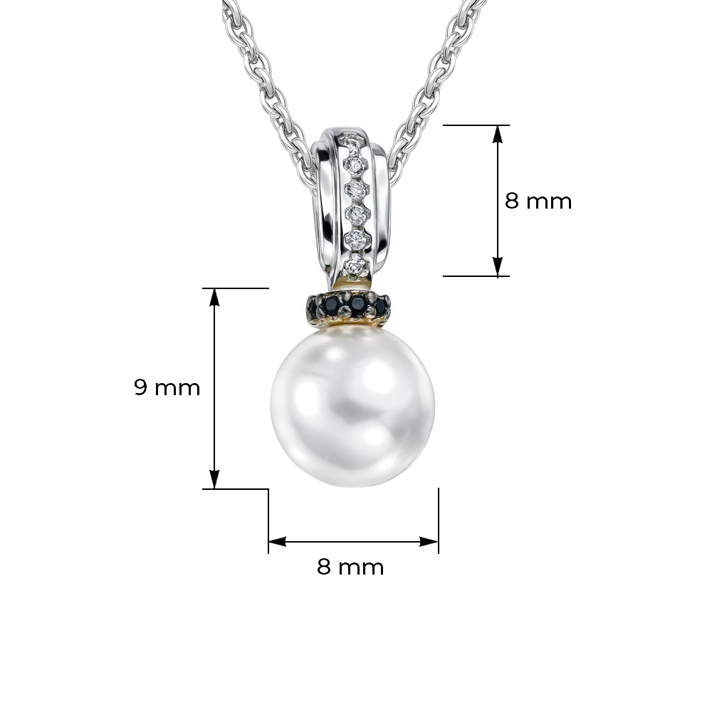 Подвес с искусственным жемчугом и шпинелью из серебра 925 пробы