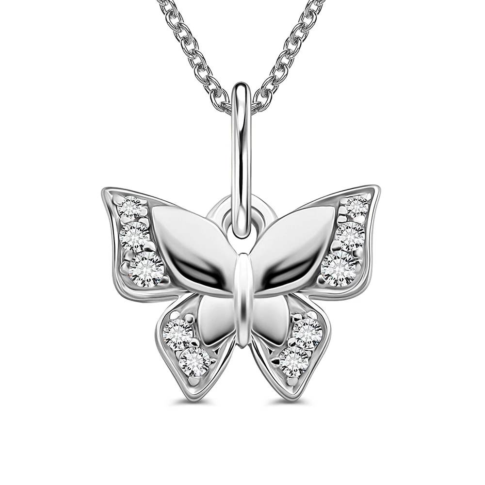 Подвес  Бабочка с фианитами из серебра 925 пробы