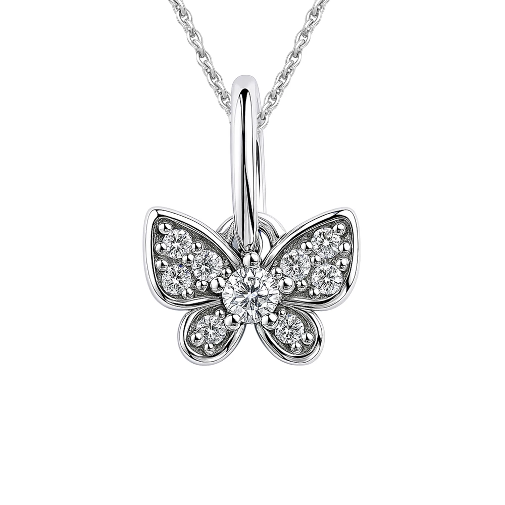 Подвес  Бабочка с фианитами из серебра 925 пробы