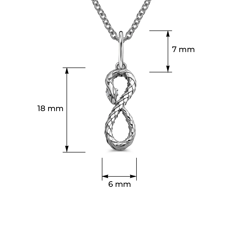 Подвес  Змея с фианитами из серебра 925 пробы