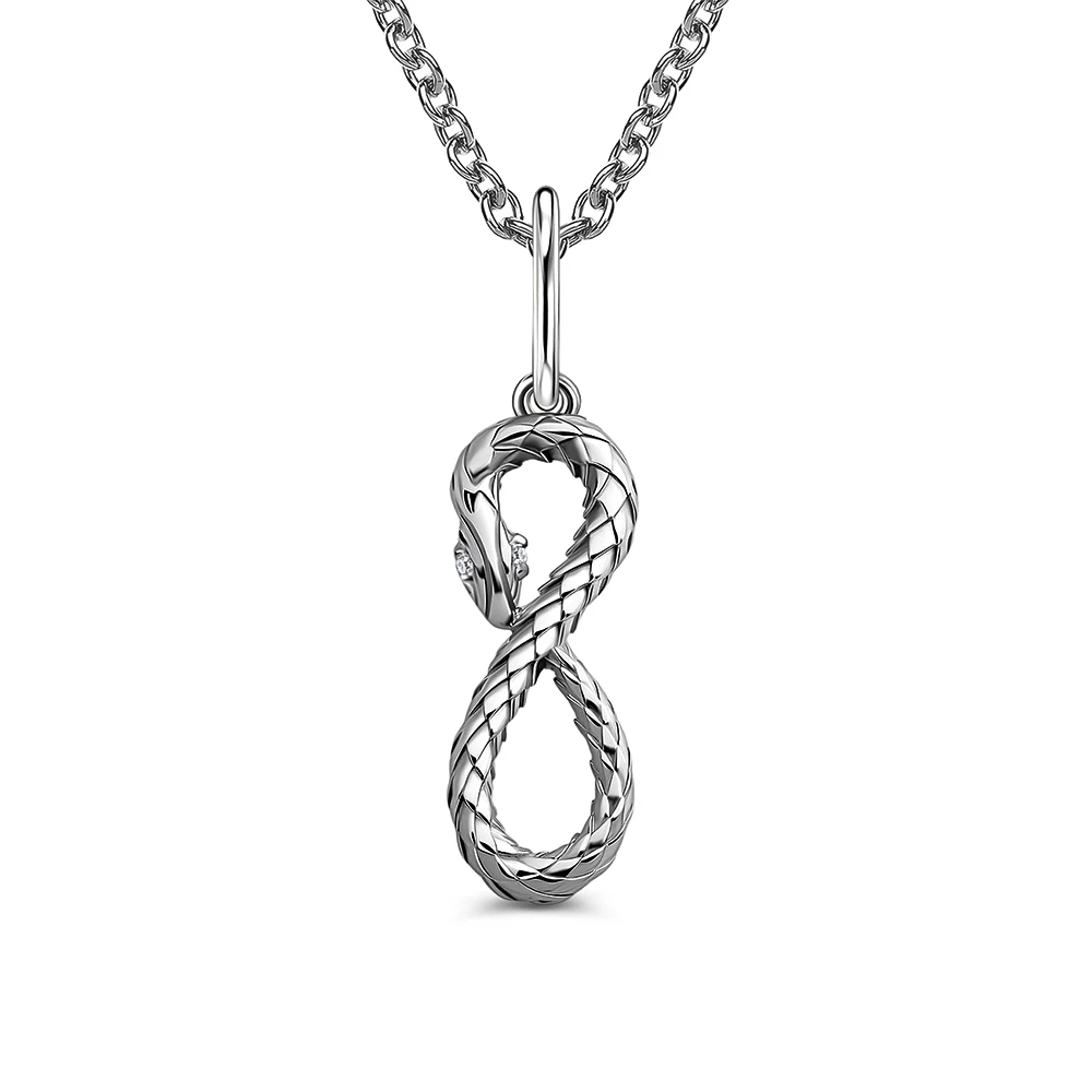 Подвес  Змея с фианитами из серебра 925 пробы