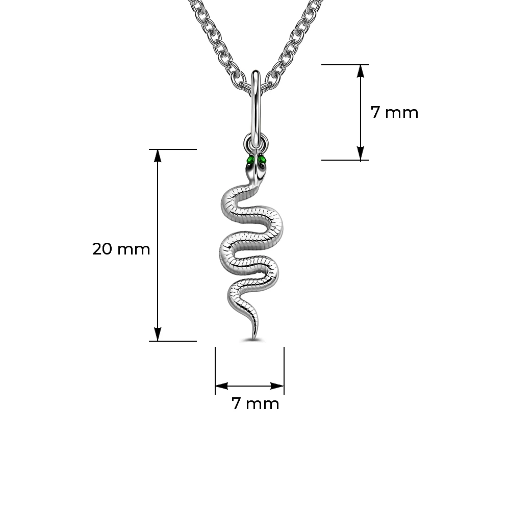Подвес  Змея с фианитами из серебра 925 пробы