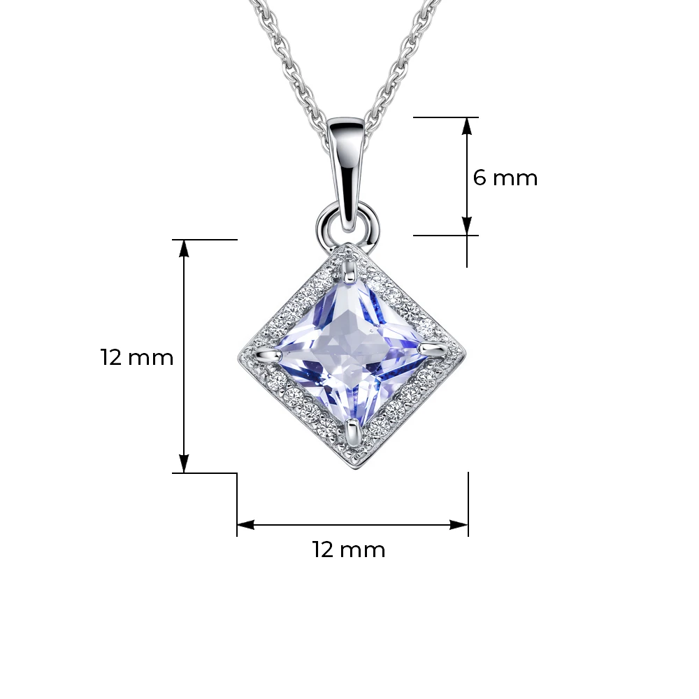 Подвес с кварцем синтетическим и фианитами из серебра 925 пробы