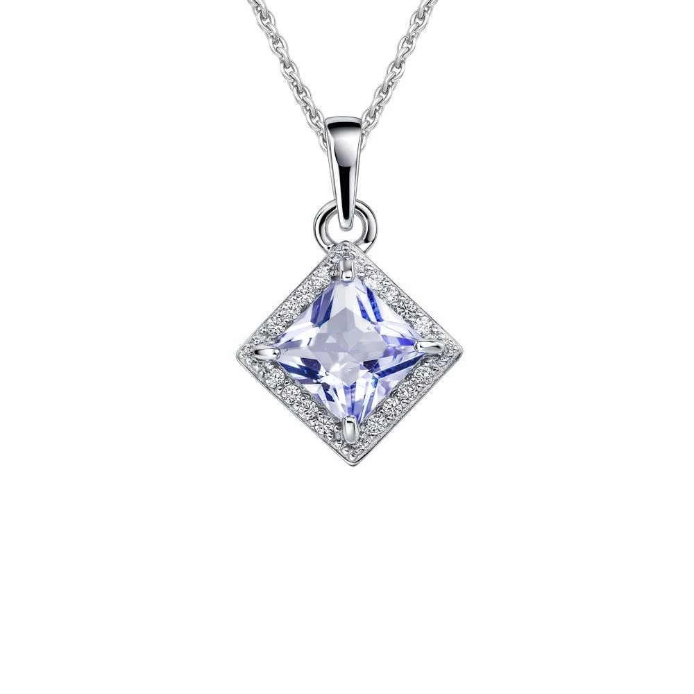 Подвес с кварцем синтетическим и фианитами из серебра 925 пробы