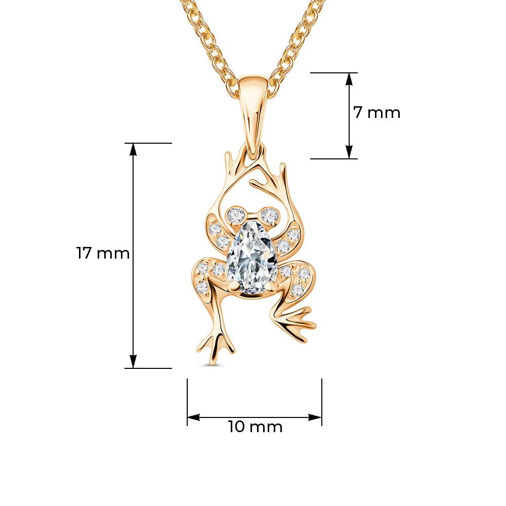 Подвес  Лягушка с фианитами из серебра 925 пробы