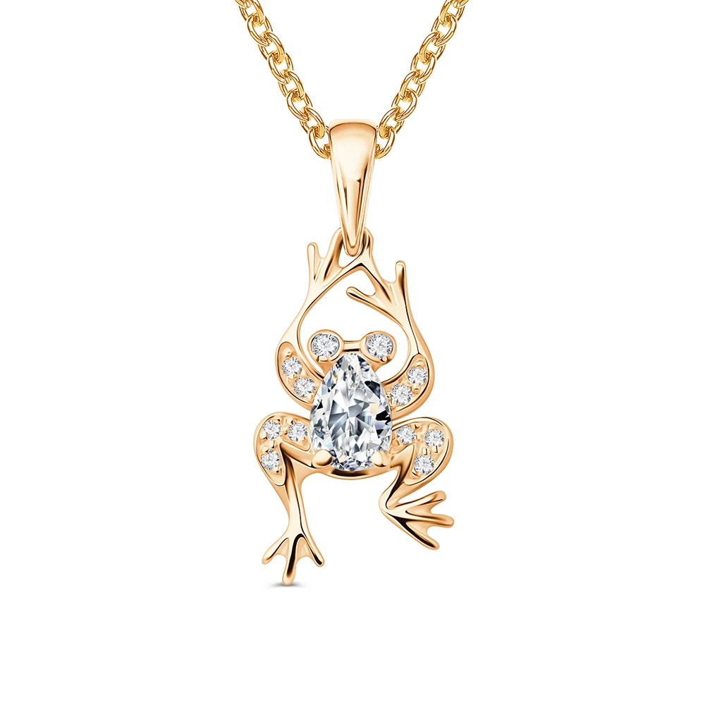 Подвес  Лягушка с фианитами из серебра 925 пробы