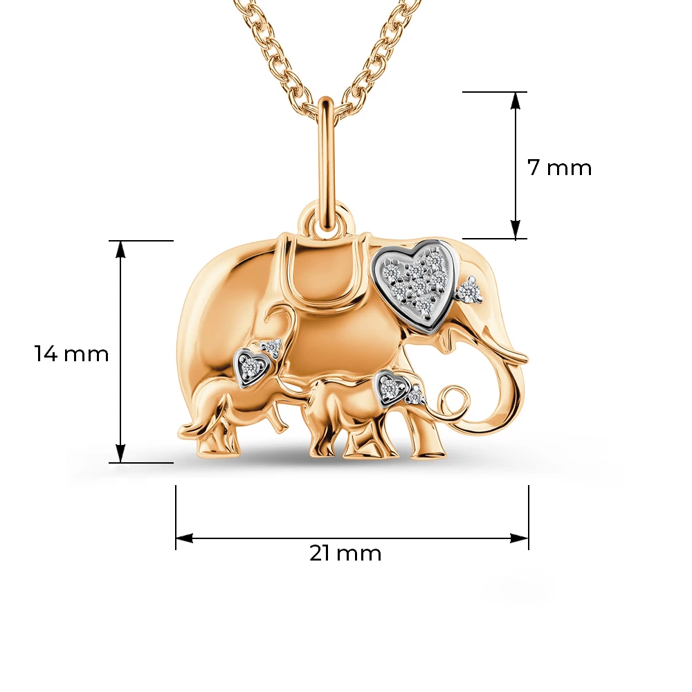 Подвес  Слон с фианитами из серебра 925 пробы