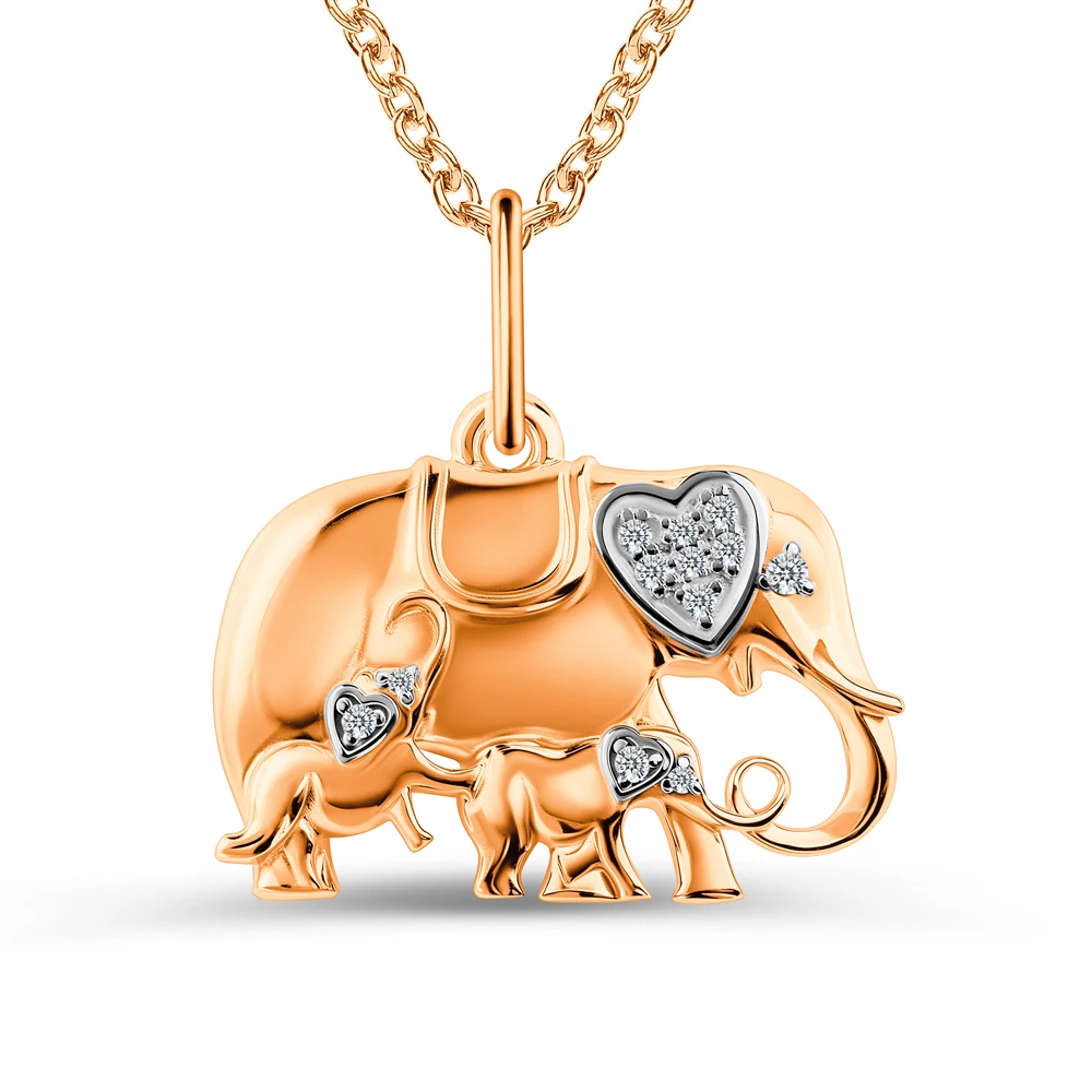 Подвес  Слон с фианитами из серебра 925 пробы