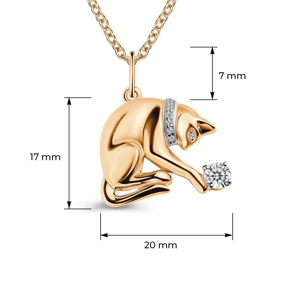 Подвес  Кошка с фианитами из серебра 925 пробы