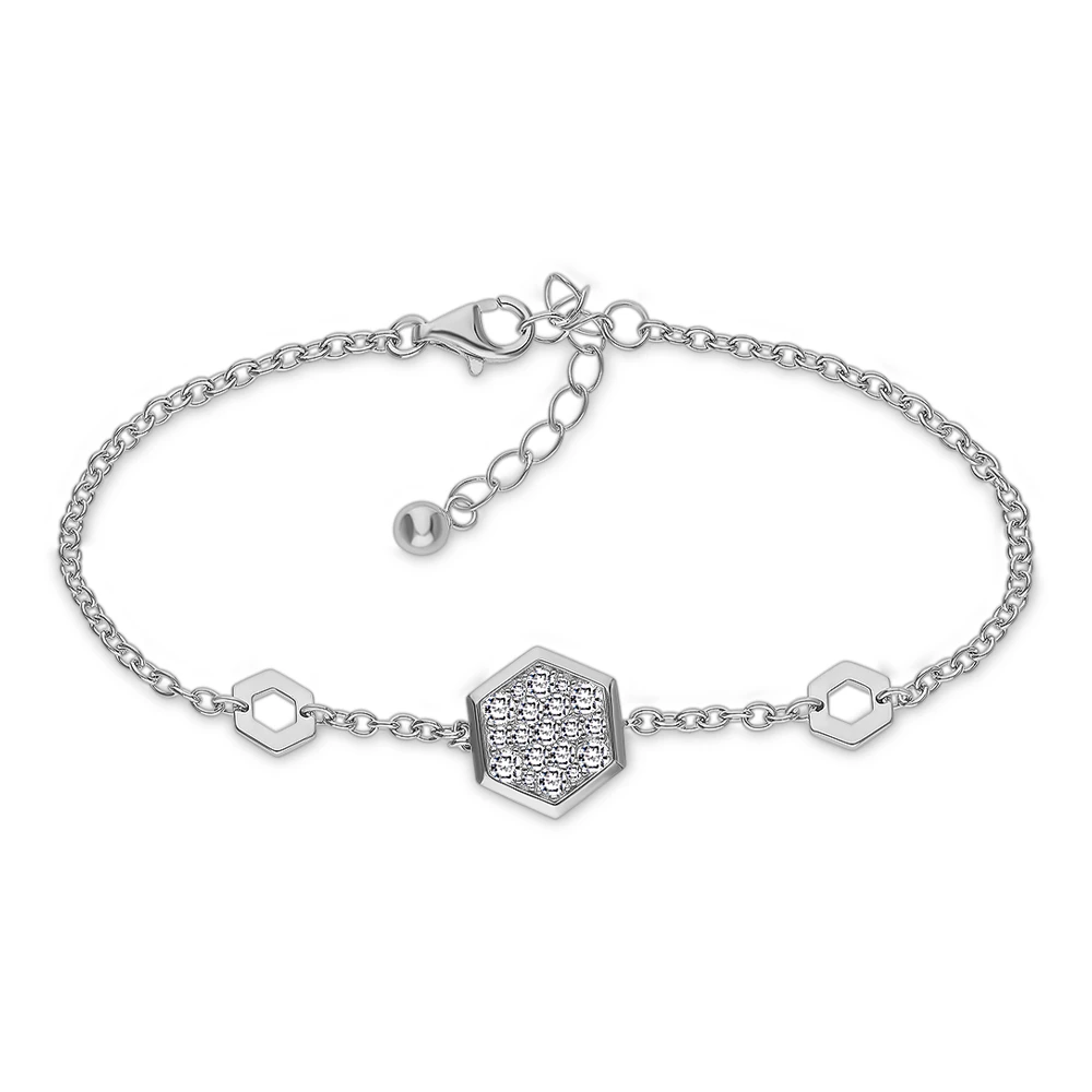 Браслет с фианитами из серебра 925 пробы