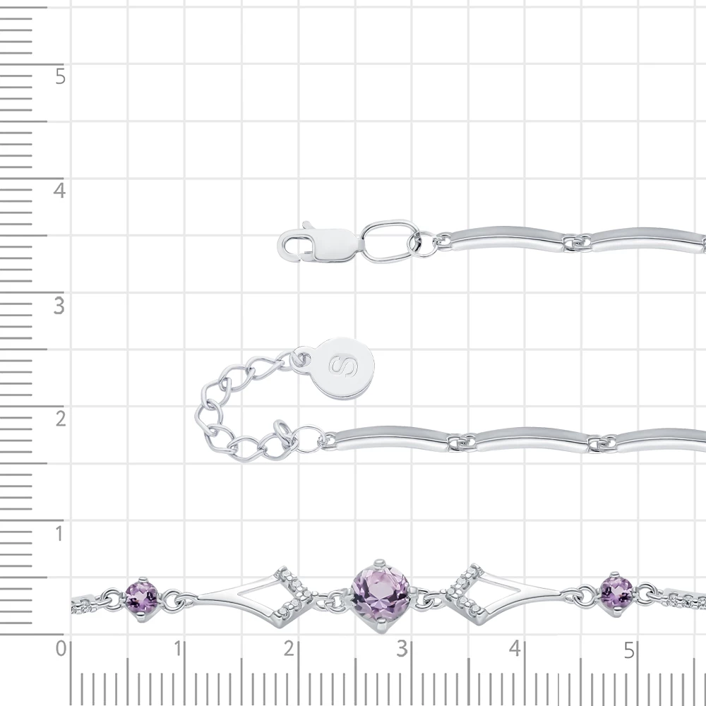 Браслет с аметистами из серебра 925 пробы 3