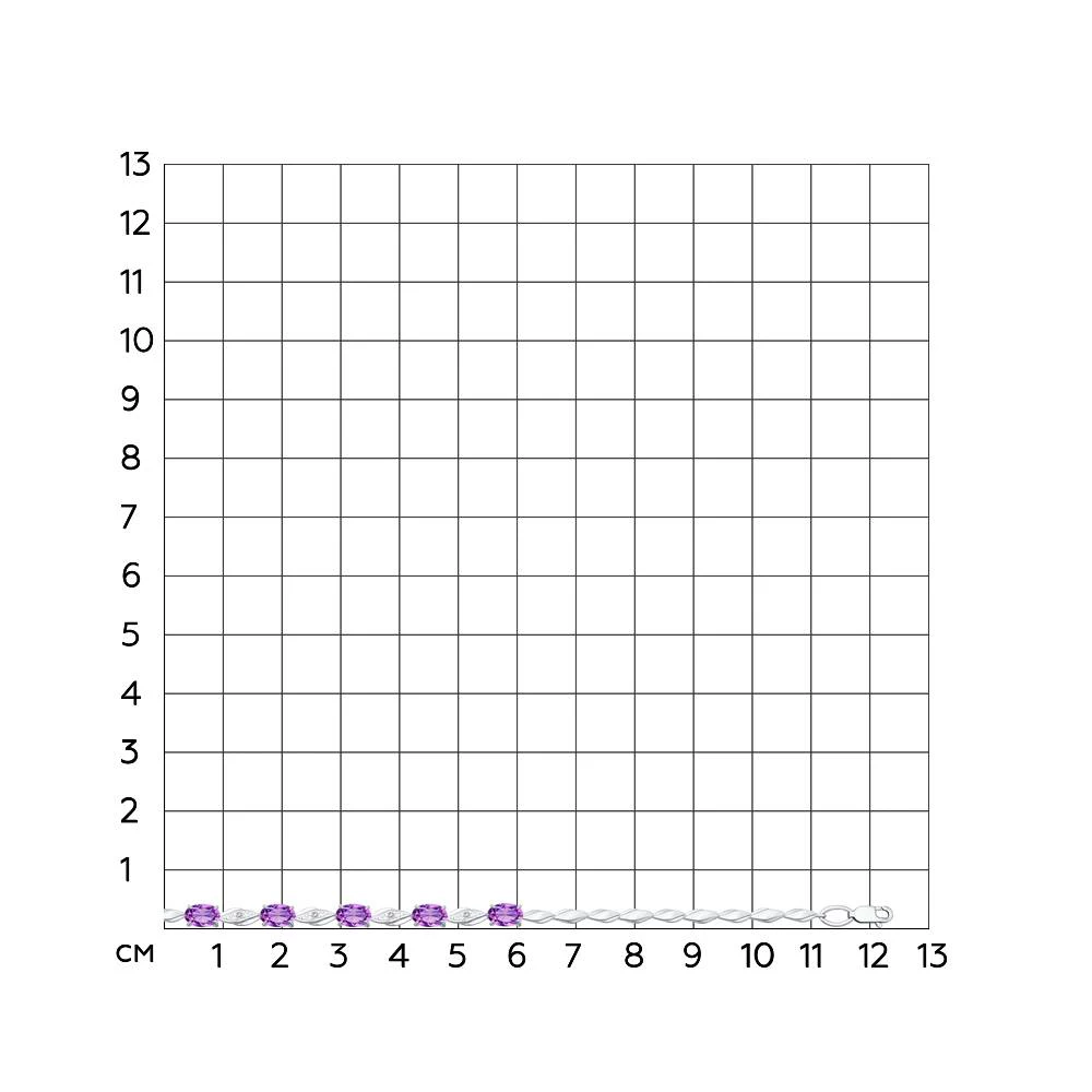 Браслет с аметистами и фианитами из серебра 925 пробы 3