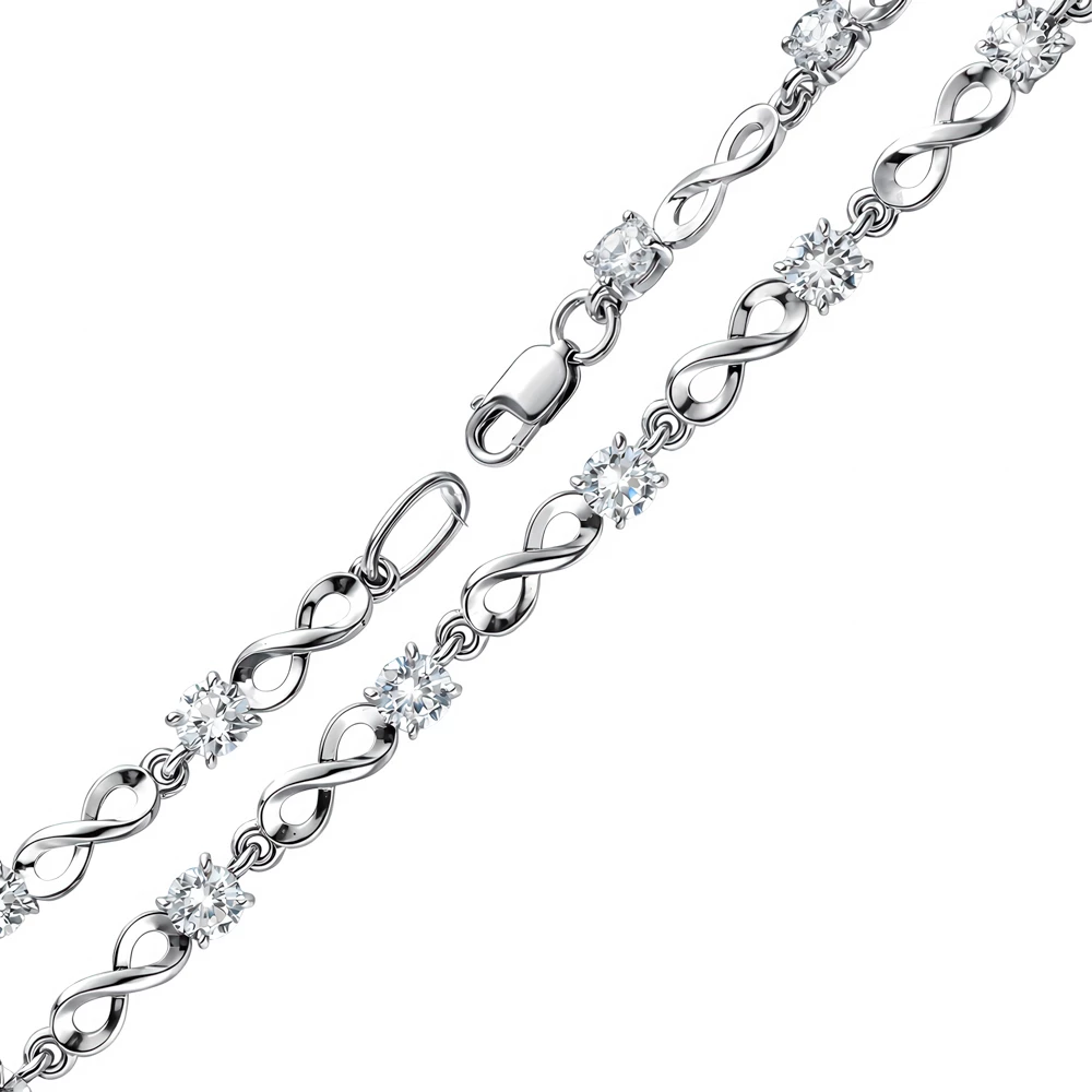 Браслет с фианитами из серебра 925 пробы