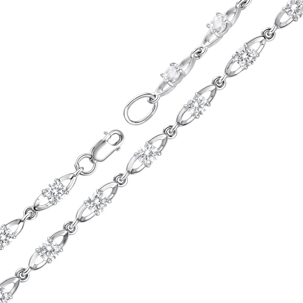 Браслет с фианитами из серебра 925 пробы