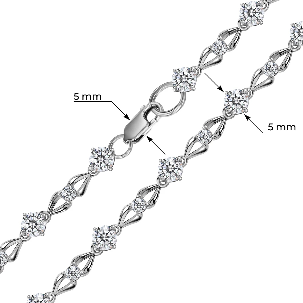 Браслет с фианитами из серебра 925 пробы