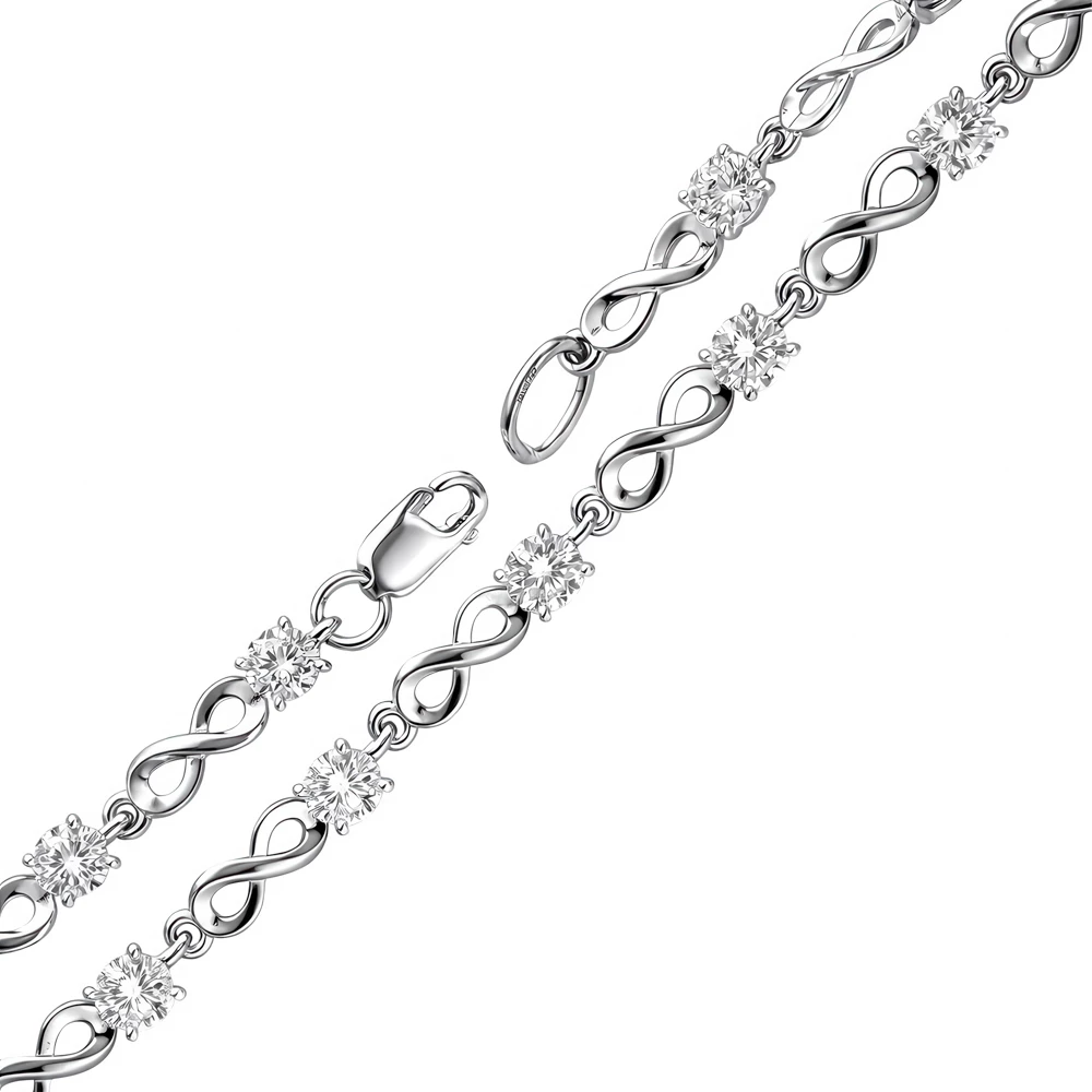 Браслет с фианитами из серебра 925 пробы