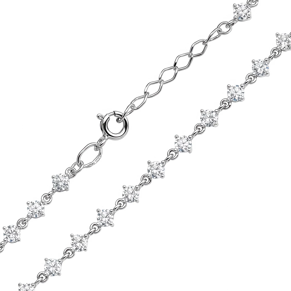 Браслет с фианитами из серебра 925 пробы