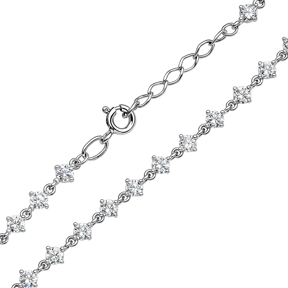 Браслет с фианитами из серебра 925 пробы