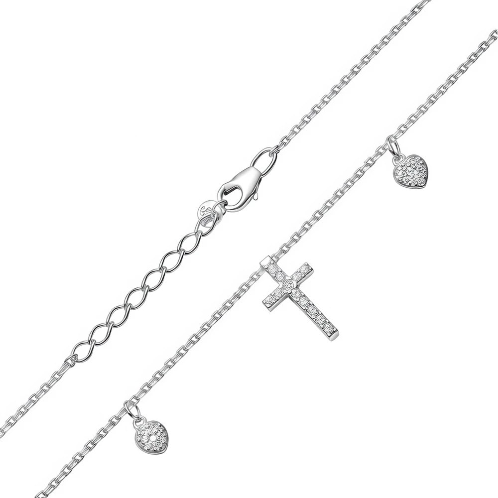 Браслет с фианитами из серебра 925 пробы