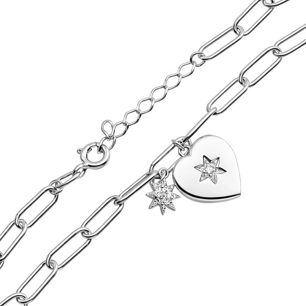 Браслет с фианитами из серебра 925 пробы