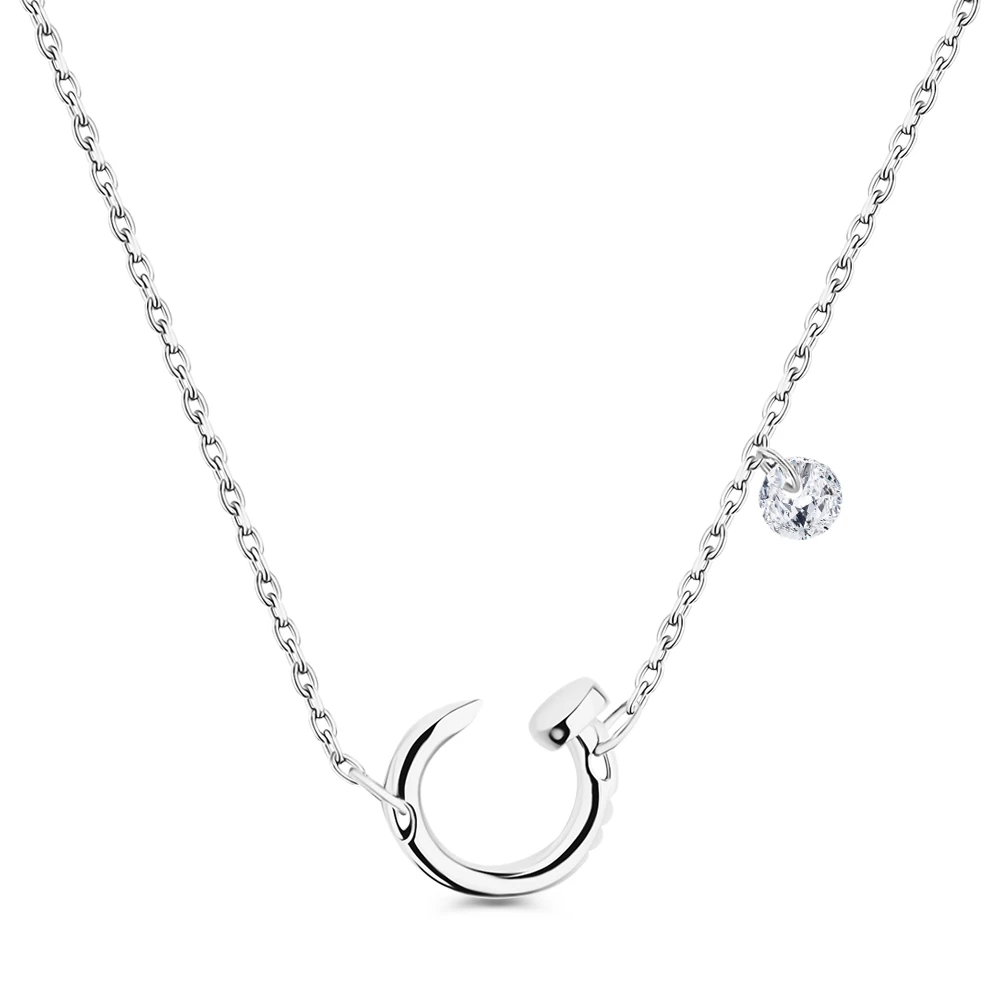 Колье с фианитом из серебра 925 пробы