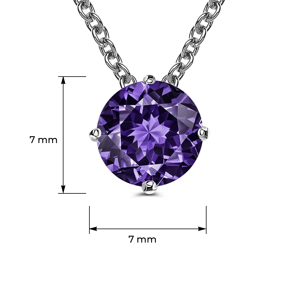 Колье с фианитом из серебра 925 пробы