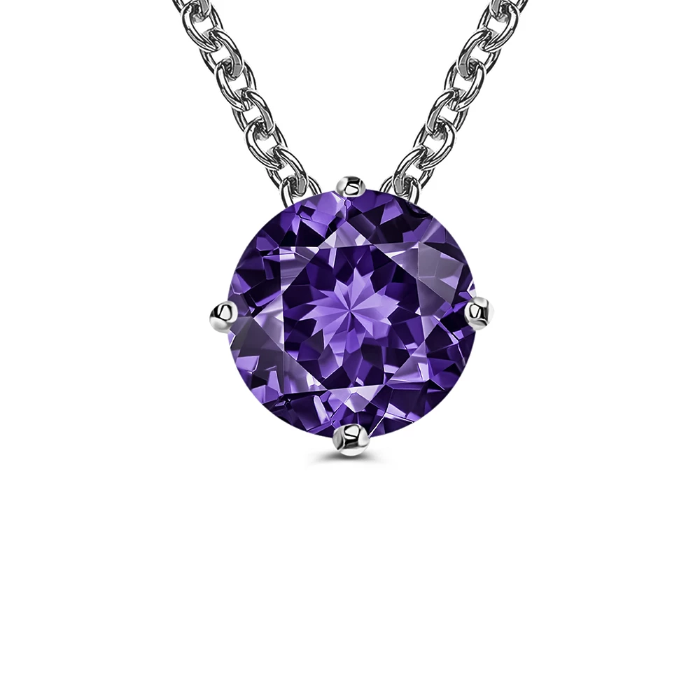 Колье с фианитом из серебра 925 пробы