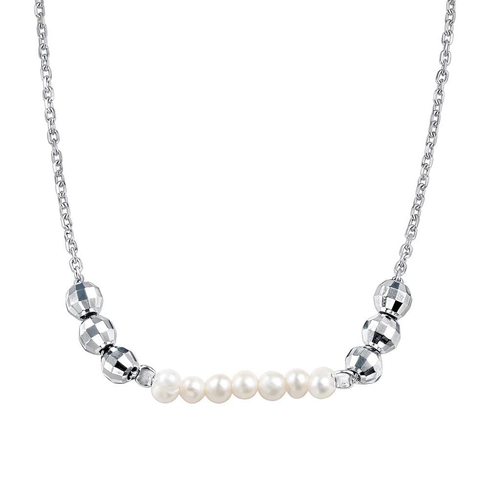 Колье с жемчугом из серебра 925 пробы