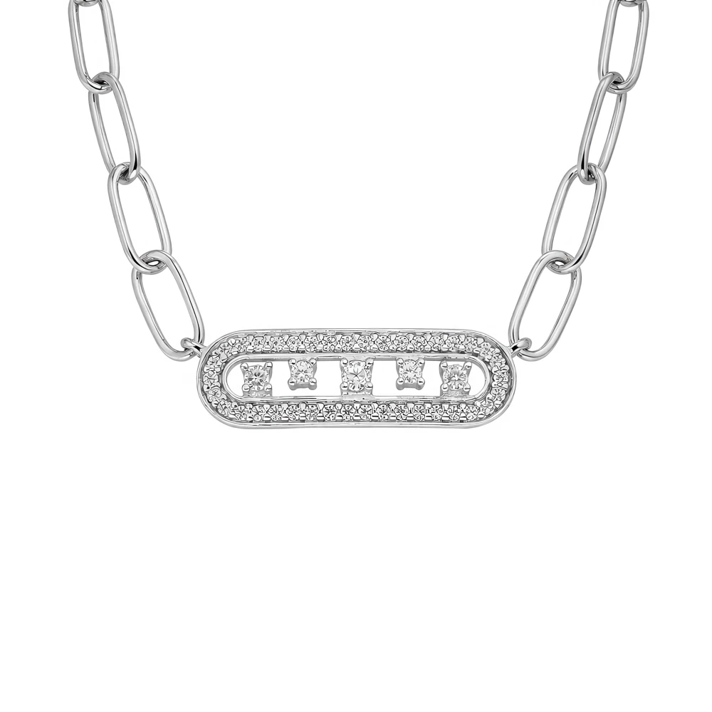 Колье с фианитами из серебра 925 пробы