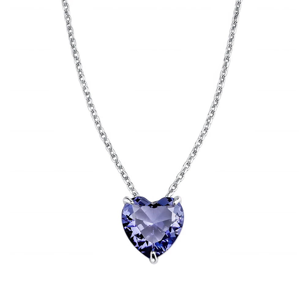 Колье с кварцем синтетическим из серебра 925 пробы