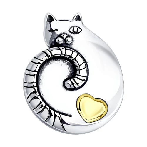 Брошь  Кошка из серебра 925 пробы 1