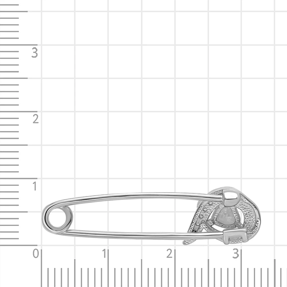 Брошь с фианитами из серебра 925 пробы 3