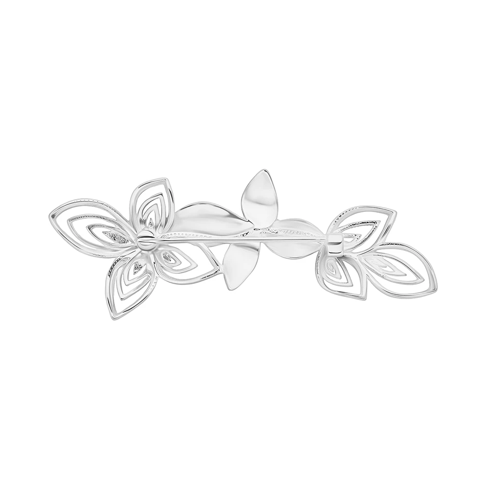 Брошь с цирконием из серебра 925 пробы