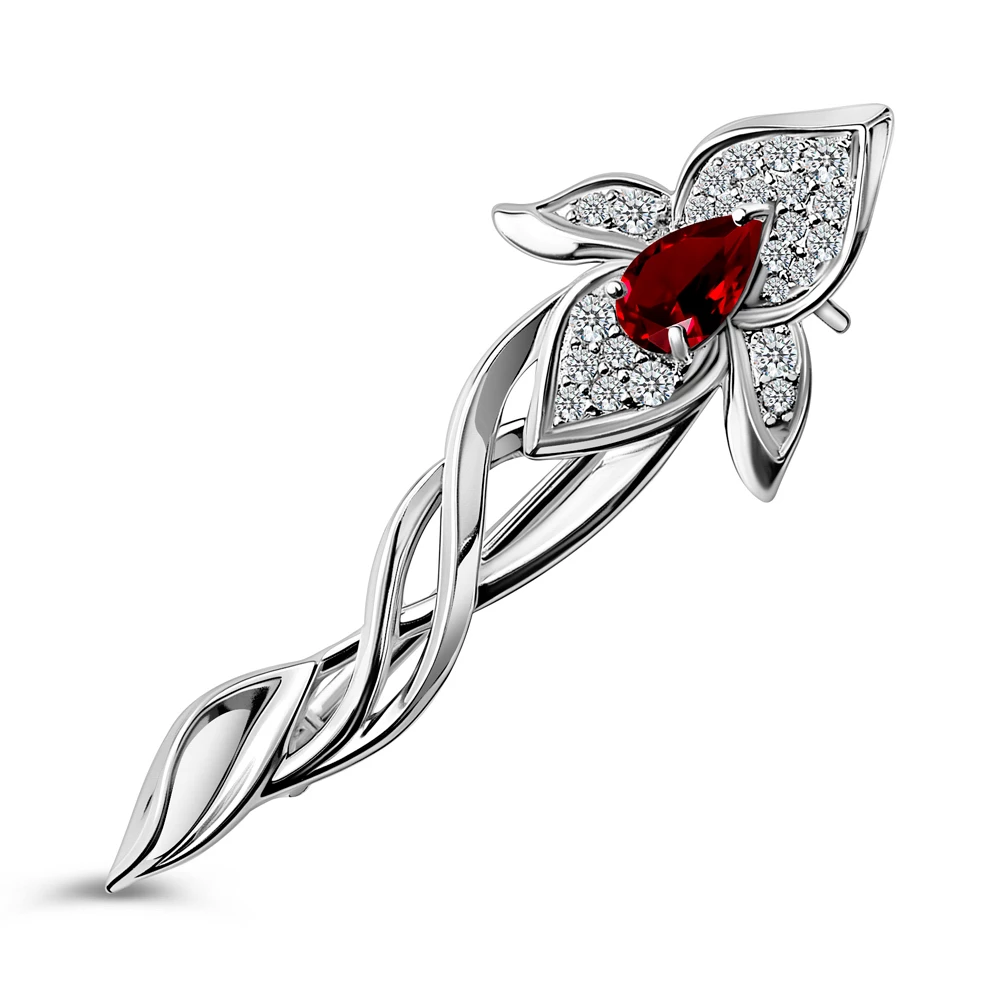 Брошь с фианитами из серебра 925 пробы