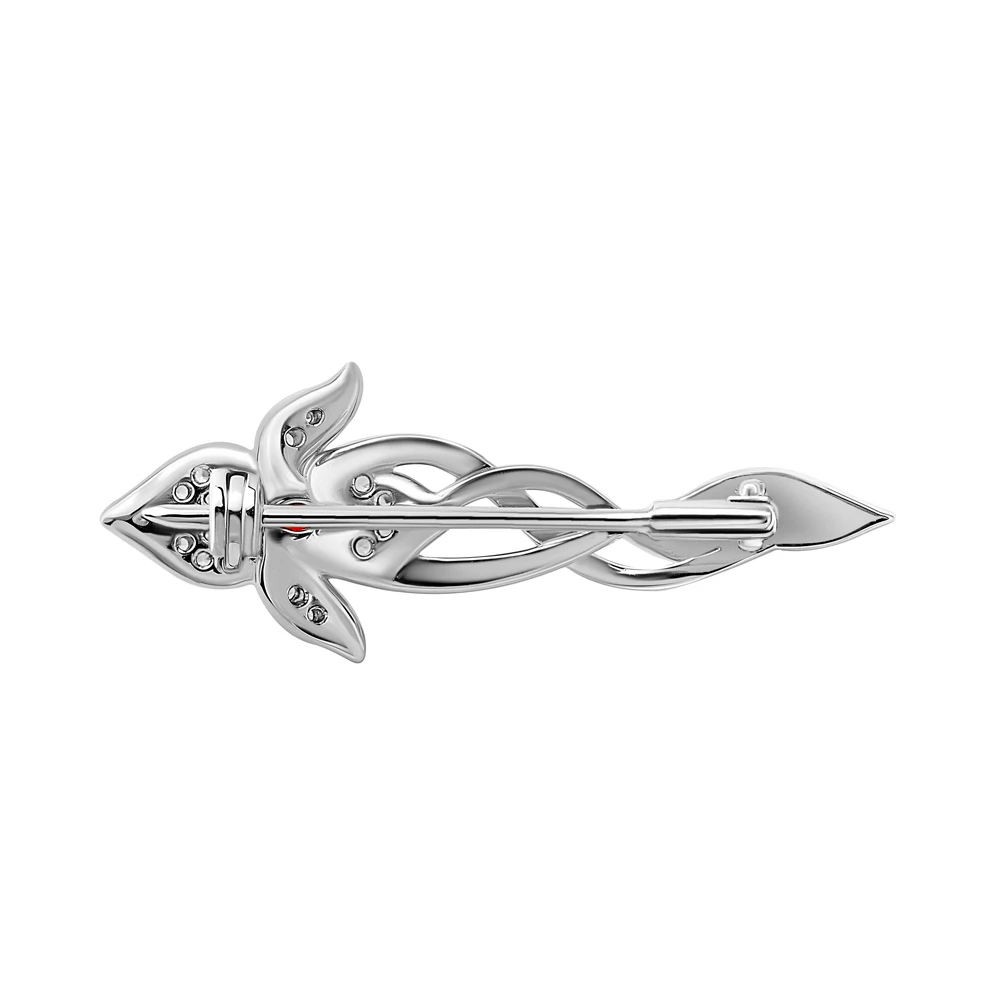 Брошь с фианитами из серебра 925 пробы