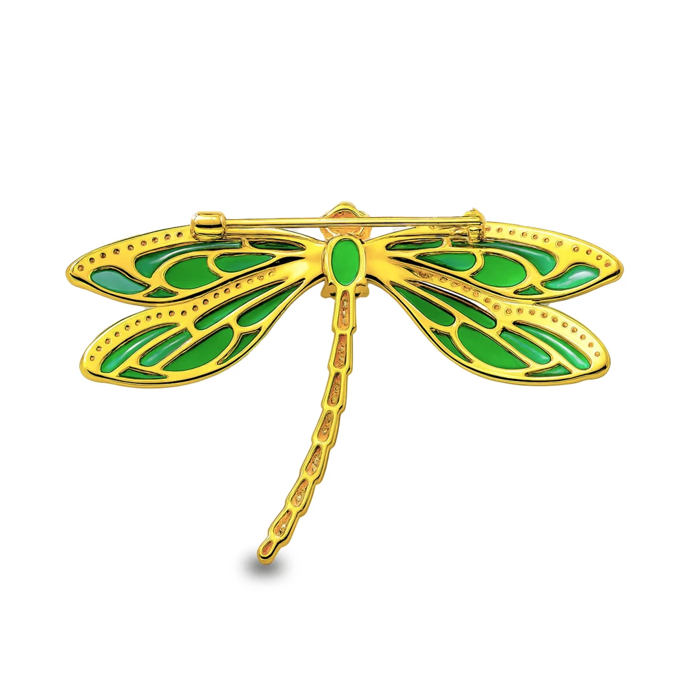 Брошь  Стрекоза с фианитами из серебра 925 пробы