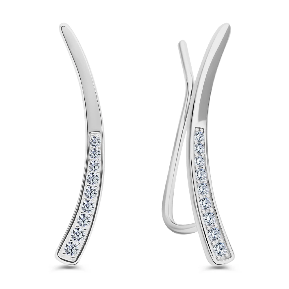 Серьги с фианитами из серебра 925 пробы