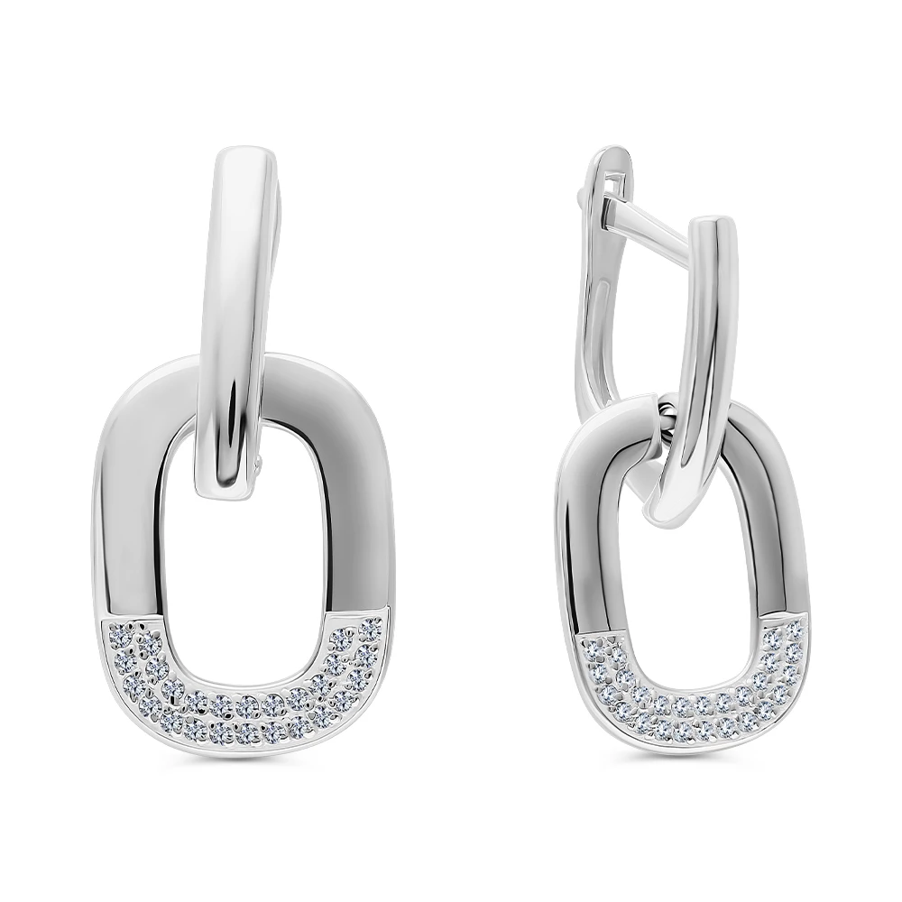 Серьги с фианитами из серебра 925 пробы