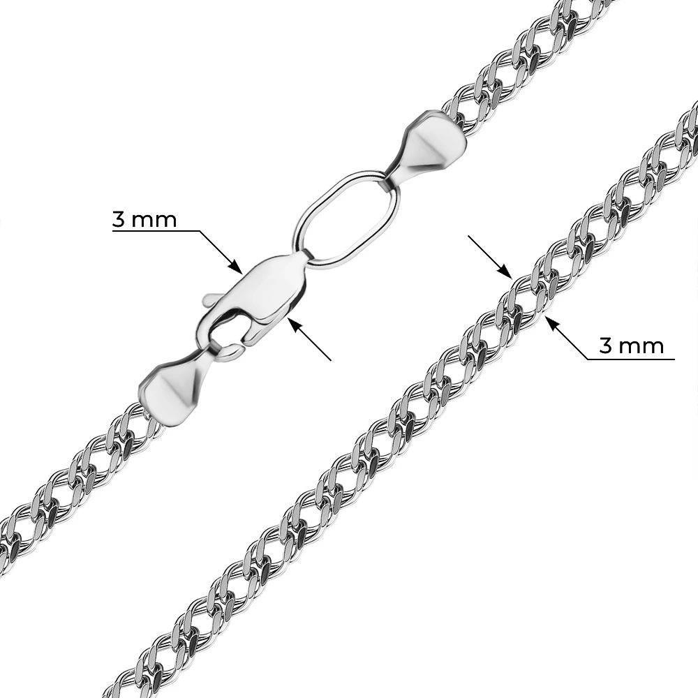 Цепь ромб двойной из серебра 925 пробы