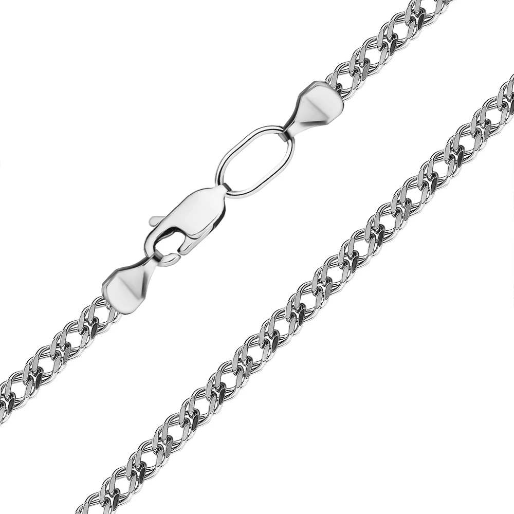 Цепь ромб двойной из серебра 925 пробы