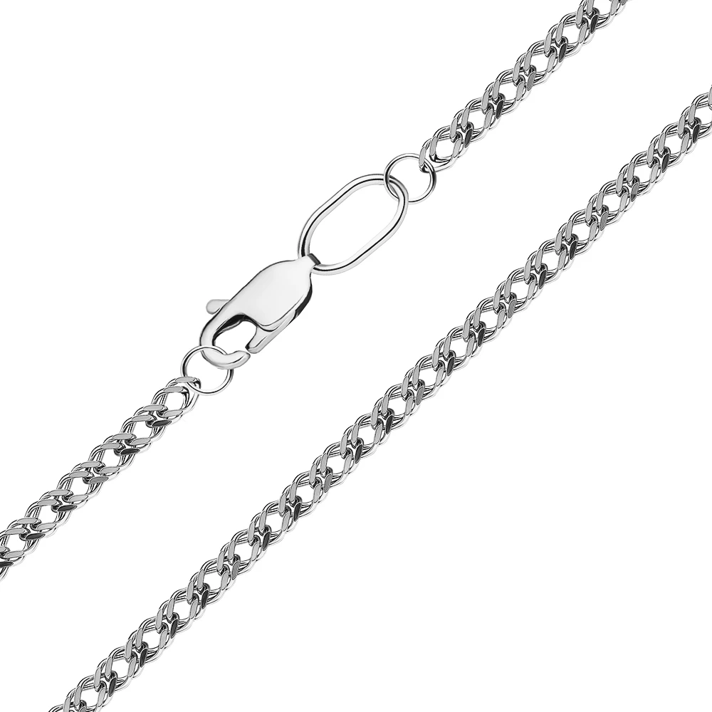 Цепь ромб двойной из серебра 925 пробы